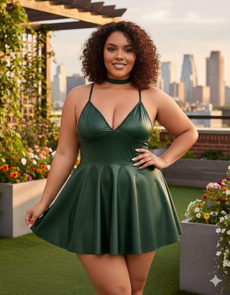 PU Leather Mini Dress – Adjustable Straps, Back Hook Closure, Matte Finish Party Outfit (Available in Multiple Colors & Sizes)