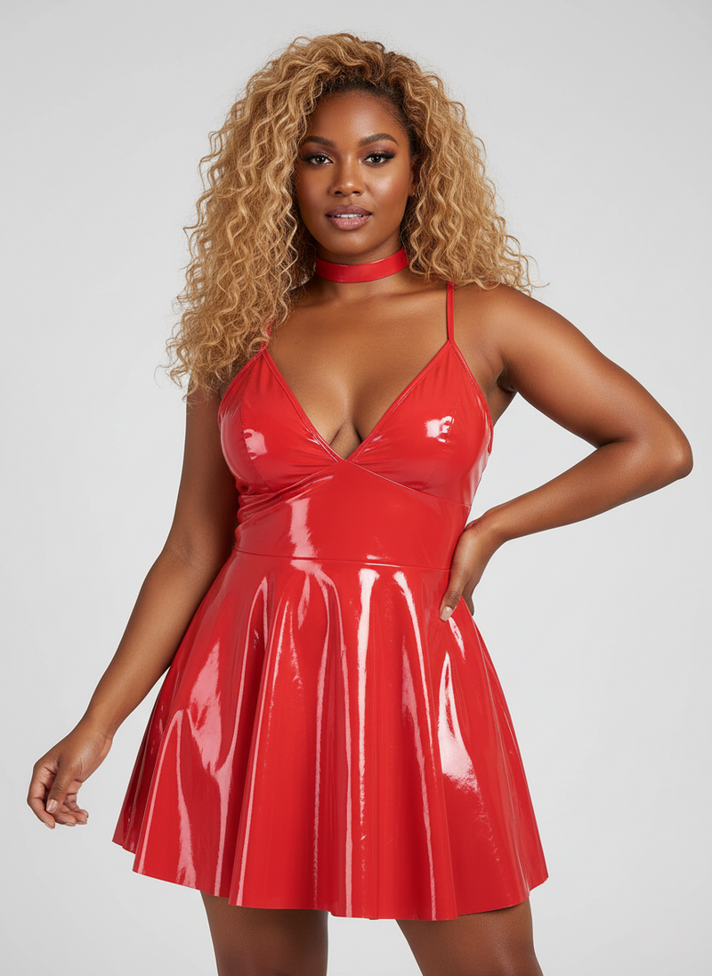 PU Leather Mini Dress – Adjustable Straps, Back Hook Closure, Matte Finish Party Outfit (Available in Multiple Colors & Sizes)