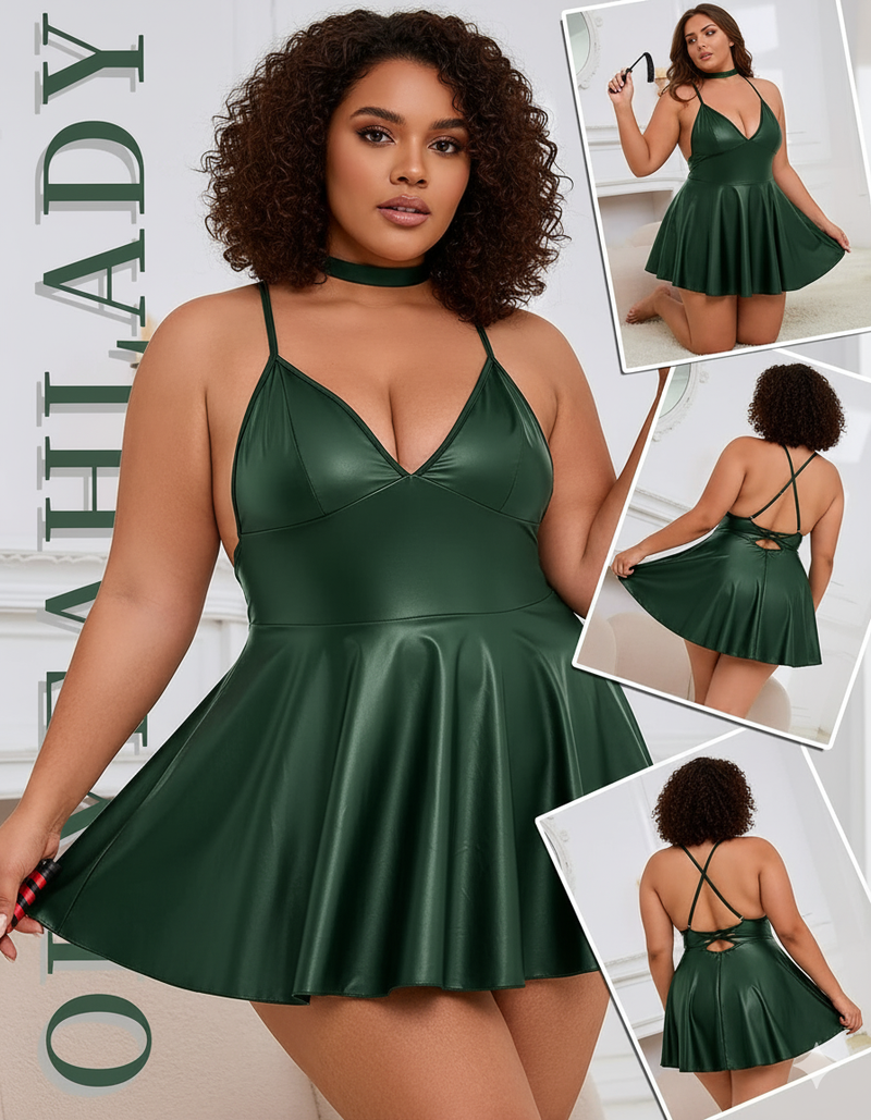 PU Leather Mini Dress – Adjustable Straps, Back Hook Closure, Matte Finish Party Outfit (Available in Multiple Colors & Sizes)