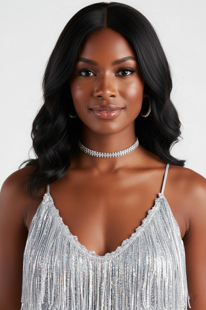 Silver Shimmer Fringe Romper – Dazzling Festival Statement with Deep V Cut